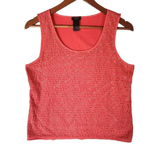 Ann Taylor Top Womens Size LP Red Cotton Sleeveless Scoop Neck Pullover Stretchy